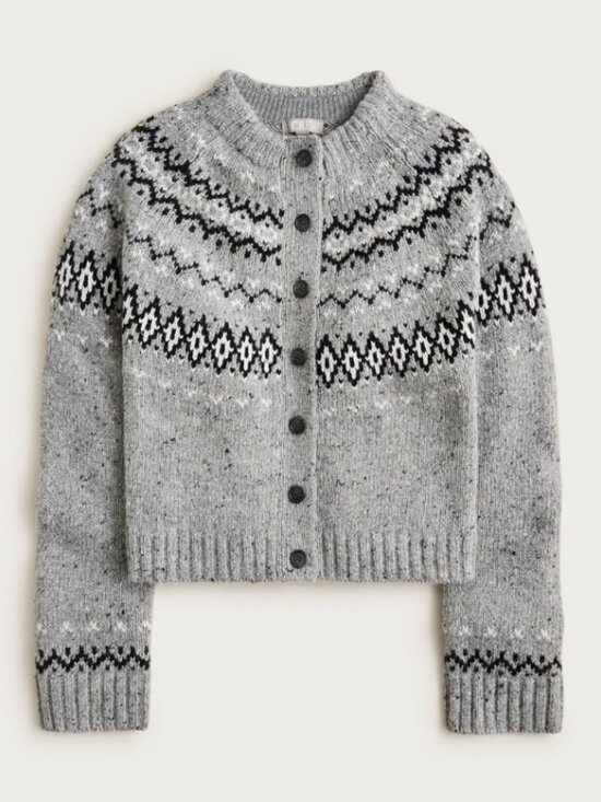 J. Crew Sweaters - J. Crew NWT Wool Blend Fair Isle Button Up Cardigan Sweater in Gray Size Medium